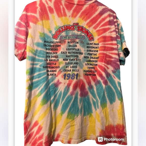 ROLLING STONES Tie Dye Graphic Band Concert Tee Small Unisex - Picture 3 of 7